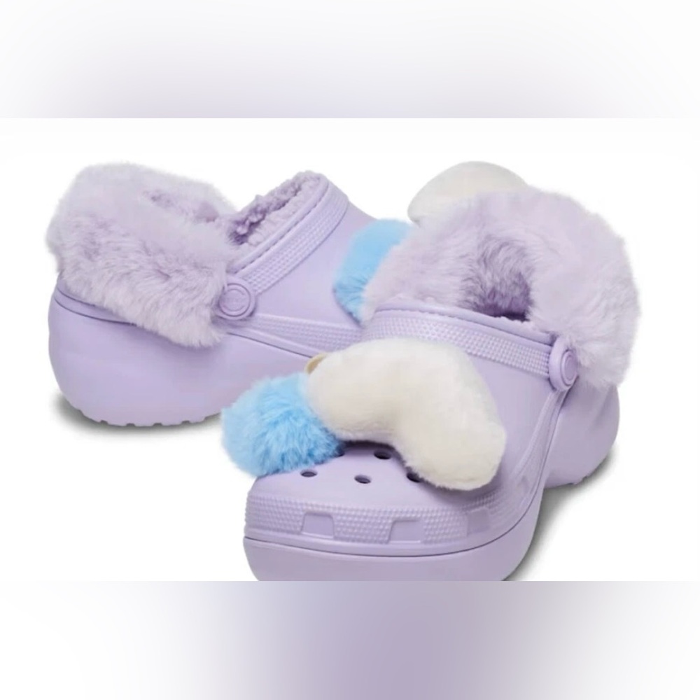 NWT Crocs Classic Platform Lined Charm Clog Lavender Purple Women’s Size 6 - Picture 5 of 17